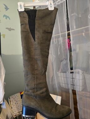 Call It Spring Olive Green Knee-High Heeled Boots 7